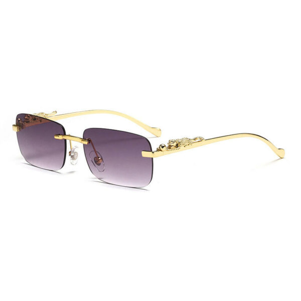  Fashion Rimless Leopard-Decorated Personality Sunglasses with Metal Frame UV400 for Women - Image 2