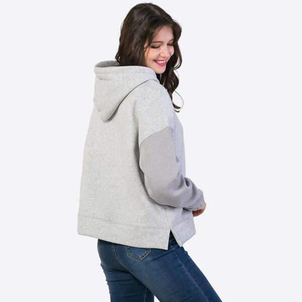 custom long sleeve gray simple drawstring hoodies sweatshirts for women - Image 5