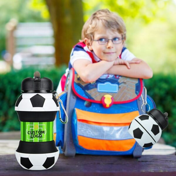 Kids Straw Football Collapsible Water Bottle with Custom Logo for Sports Drinkware - Football Botella de agua - Image 5