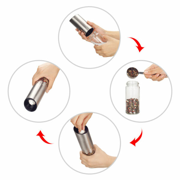 Best-selling kitchen tools: USB-rechargeable electric salt, pepper, and spice grinder with glass bottle - Image 5