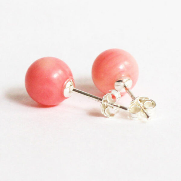 Women's 7-8mm Pink Coral Stud Earrings in 925 Sterling Silver  - Image 6