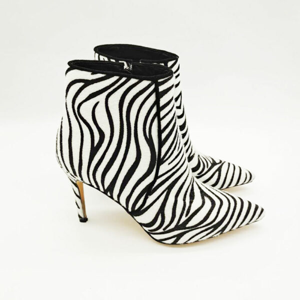 Women's Stiletto Heel Short Booties with Zebra Ankle Boots in Large Size