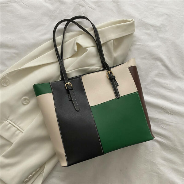 New fashion texture large PU leather tote bag for women's shoulders and underarms - Image 7