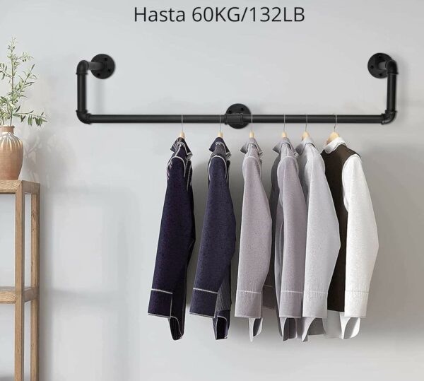 Clothes Rail Wall Mounted Industrial Pipe Clothing Rack Iron Clothes Bar Closet Organizing Garment Rack Clothing - Image 7