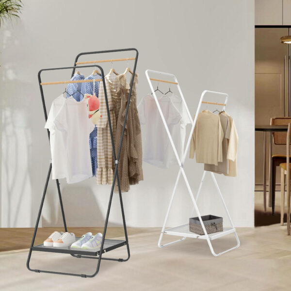 Indoor Storage & Organizing Stands that Are Freestanding Foldable Black Metal Garment Rack with Hanger Clothes Coat Stand for Clothes