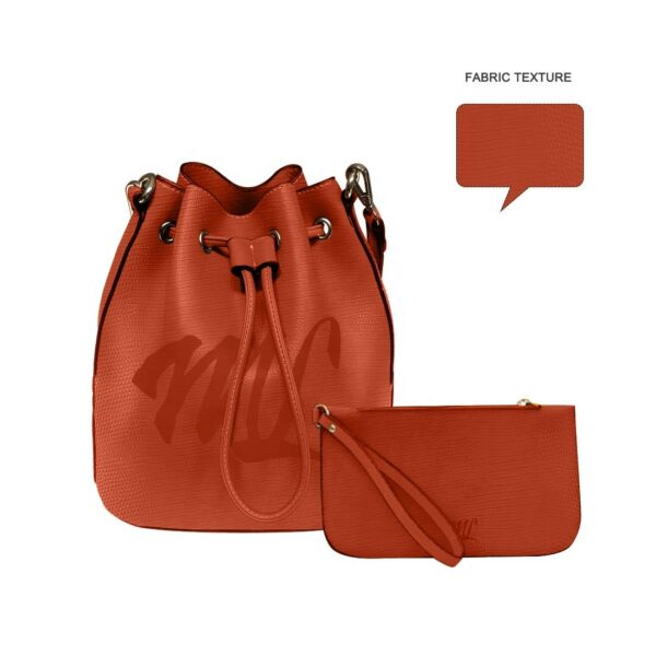 Women's Bucket Bags: Hot Selling 2-piece Set Custom Full Stamped Logo Pu Vegan Leather Shoulder Bag - Image 6