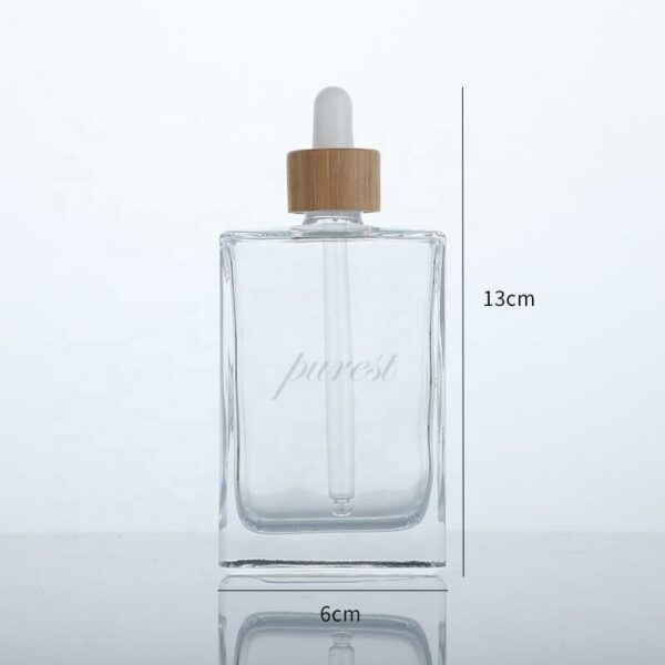 Cosmetic Set: Square Clear Glass Pipette Flat Serum Bottles (30ml, 50ml, and 100ml) Rectangular Glass Dropper Bottle for Essential Oils - Image 6