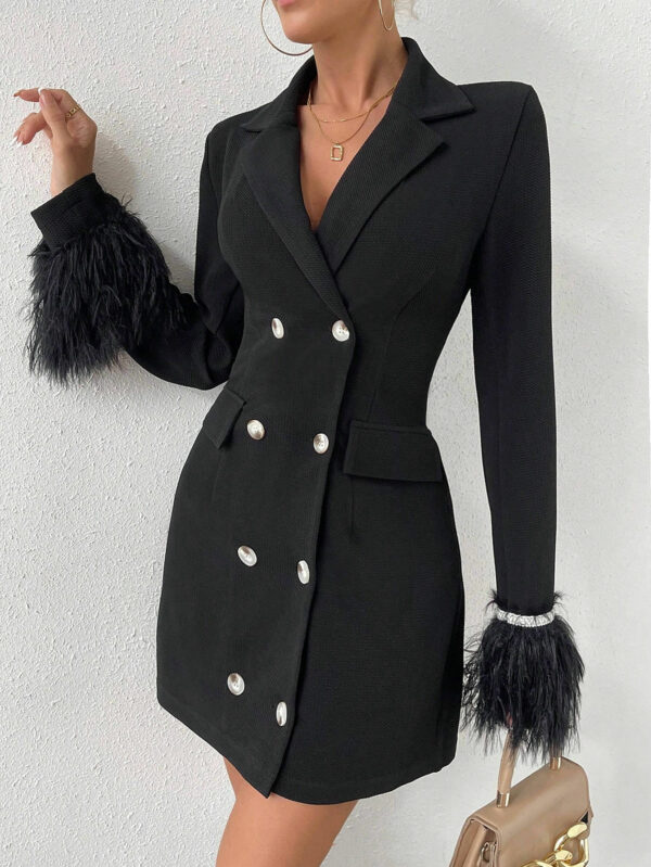 Fresh Arrival Plus Size Customized Women's Fashion Long Sleeve Elegant Classy Business Feather Blazer Dress for the Office - Image 6