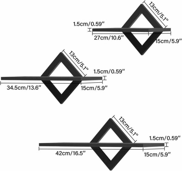 The three-piece KD wall shelf set is a sturdy wooden floating shelf that is ideal for use in living rooms, bedrooms, hallways, and kitchens. - Image 7