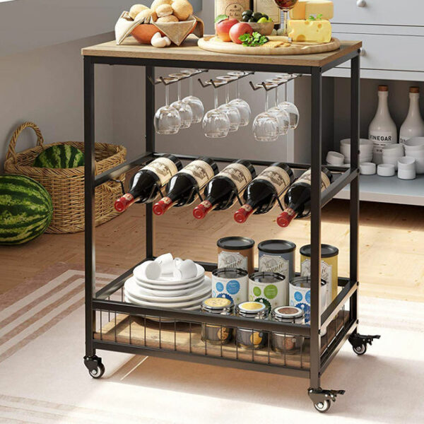 Popular Metal Mobile Kitchen Islands & Carts that Save Space Cabinets in the Living Room for Storage Trolley Kitchen Cart on Wheels - Image 6