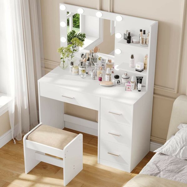 Simple cosmetics vanity with mirror and lamp study table, bedroom, modern, minimalist little table - Image 6