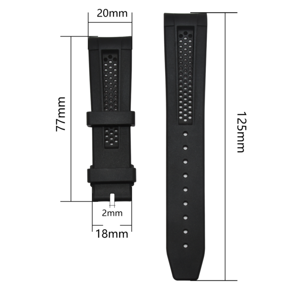 20mm Curved End Rubber Watch Band Strap with Fluorine Finish for Rolex Oyster Daytona Submariner Watches - Image 6