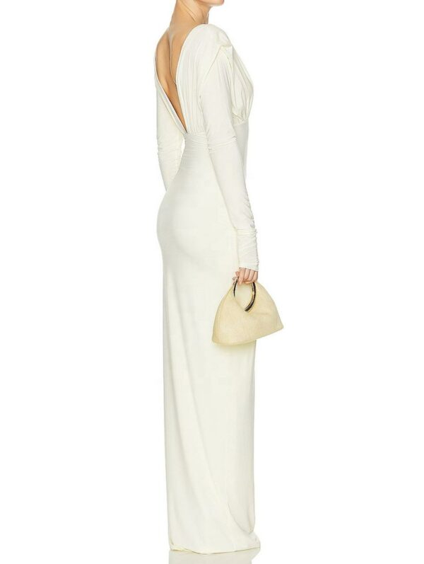 Modal Women's Evening Dresses: Customized Jersey Deep V Maxi Dress with Full Lining in Sunlight Yellow