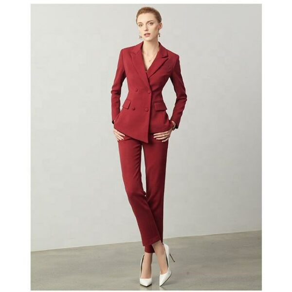 Red two-piece office stylish formal fashion blazers with a business casual vibe Women's Tuxedo Suits Ladies' Suits - Image 3