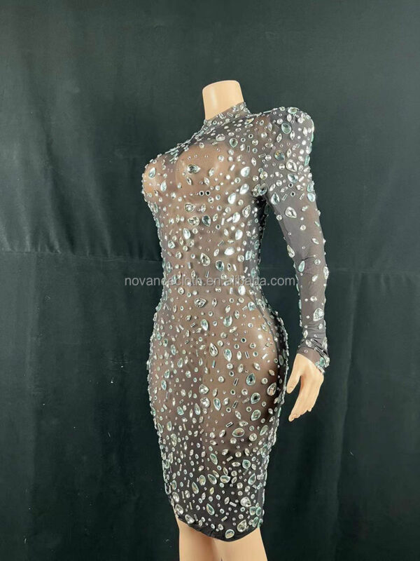 Mother of the Bride dresses ceremony party, New Technologies Clothes women's stunning diamond black sheer dress - Image 6