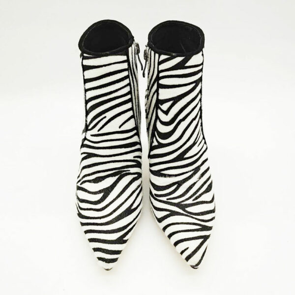 Women's Stiletto Heel Short Booties with Zebra Ankle Boots in Large Size - Image 6