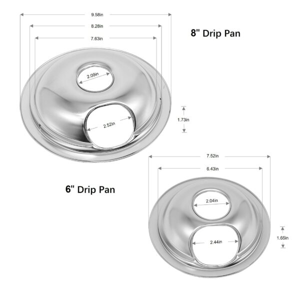 Replacing Kits Fits Frigidaire Electric Range 4PK Drip Pan Bowl Two 6-and eight-inch burner drip pans - Image 7