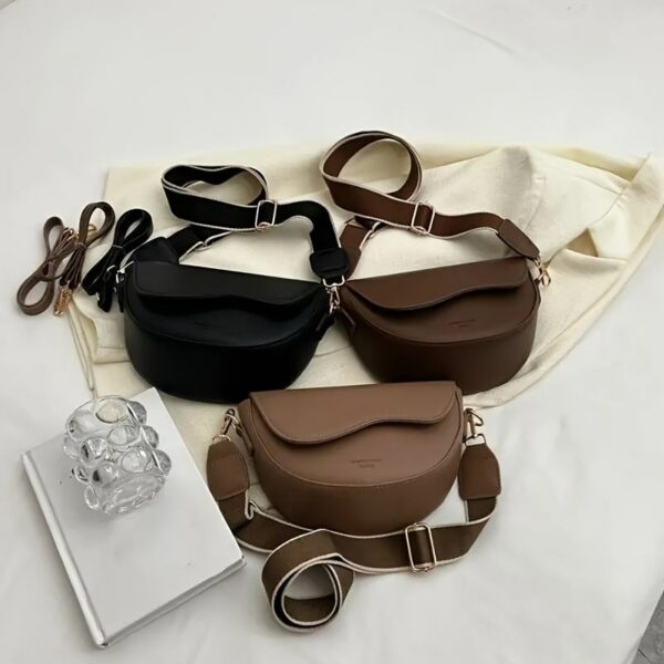 Women's Leather Messenger Bags, Crossbody Bags, and Saddle Bags with Wide Shoulder Straps for Luxury Purses - Image 7