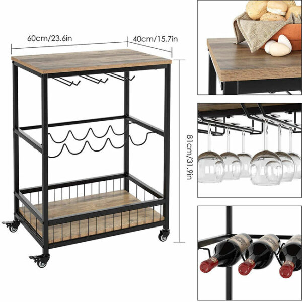 Popular Metal Mobile Kitchen Islands & Carts that Save Space Cabinets in the Living Room for Storage Trolley Kitchen Cart on Wheels - Image 7