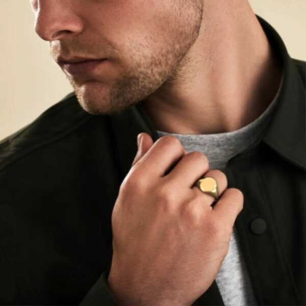 Gold Plated S925 Sterling Silver Signet Ring for Men at Wholesale Prices