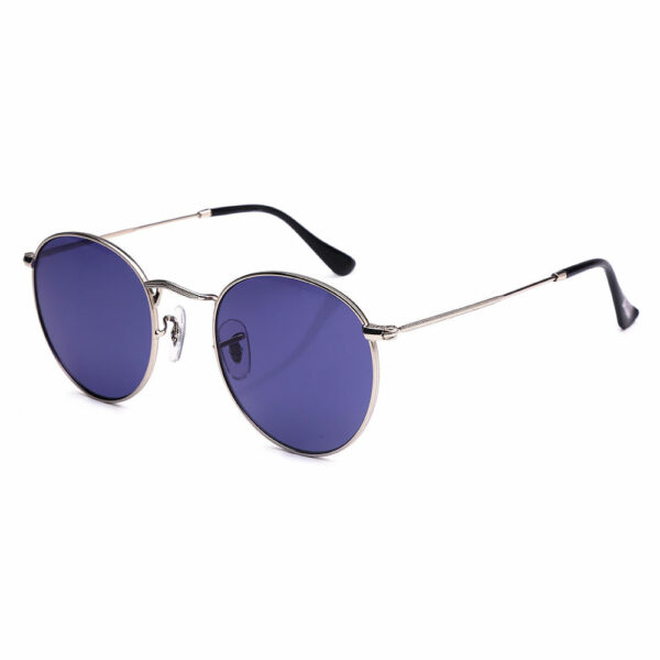 Designer sunglasses with a vintage round metal mirror that are fashionable