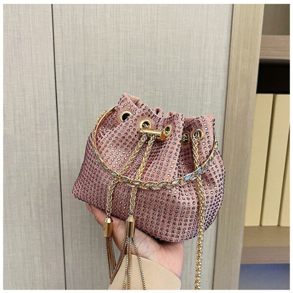 Trendy diamond handbags in new styles Women's bucket bags with a crystal handle, one shoulder bag, and crossbody design. - Image 7