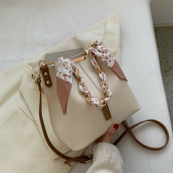 One-shoulder bags in bulk that are stylish Women's Candy Pu Leather Chain Bucket Bag