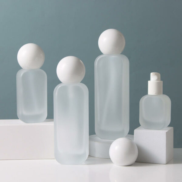 Customized Cosmetics: Transparent Spray Glass Bottles with Frosting 100ml glass cream bottle with stone stopper - Image 7